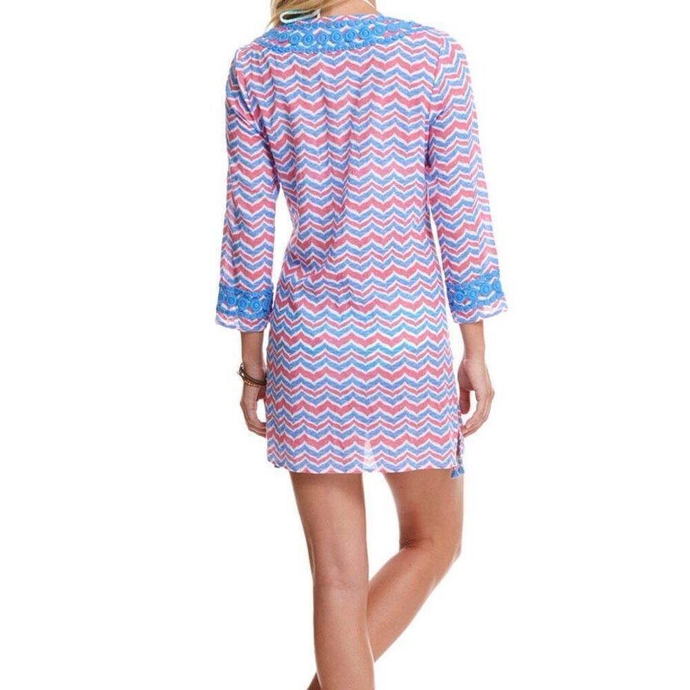 Vineyard Vines chevron embroidered whales tale coverup dress M - Picture 5 of 14